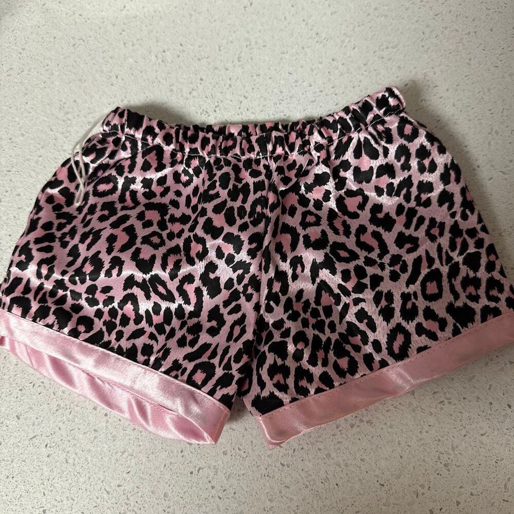 Build-A-Bear Satin Cheetah Shorts | Pink Leopard Y2K Bear Outfit